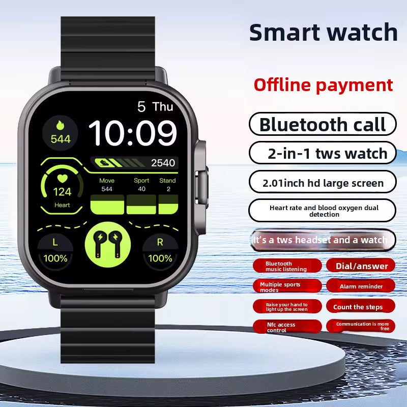 Montre connectée sans fil 2.01 pouces pour IOS et android avec écouteurs intégrés
