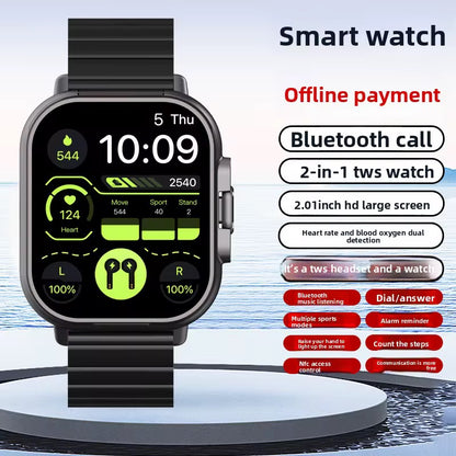 Montre connectée sans fil 2.01 pouces pour IOS et android avec écouteurs intégrés